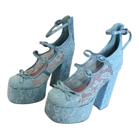 New wo box Dolls Kill Sugar Thrillz Smiling Melody Platform Heels Sz 7 - Picture 2 of 11